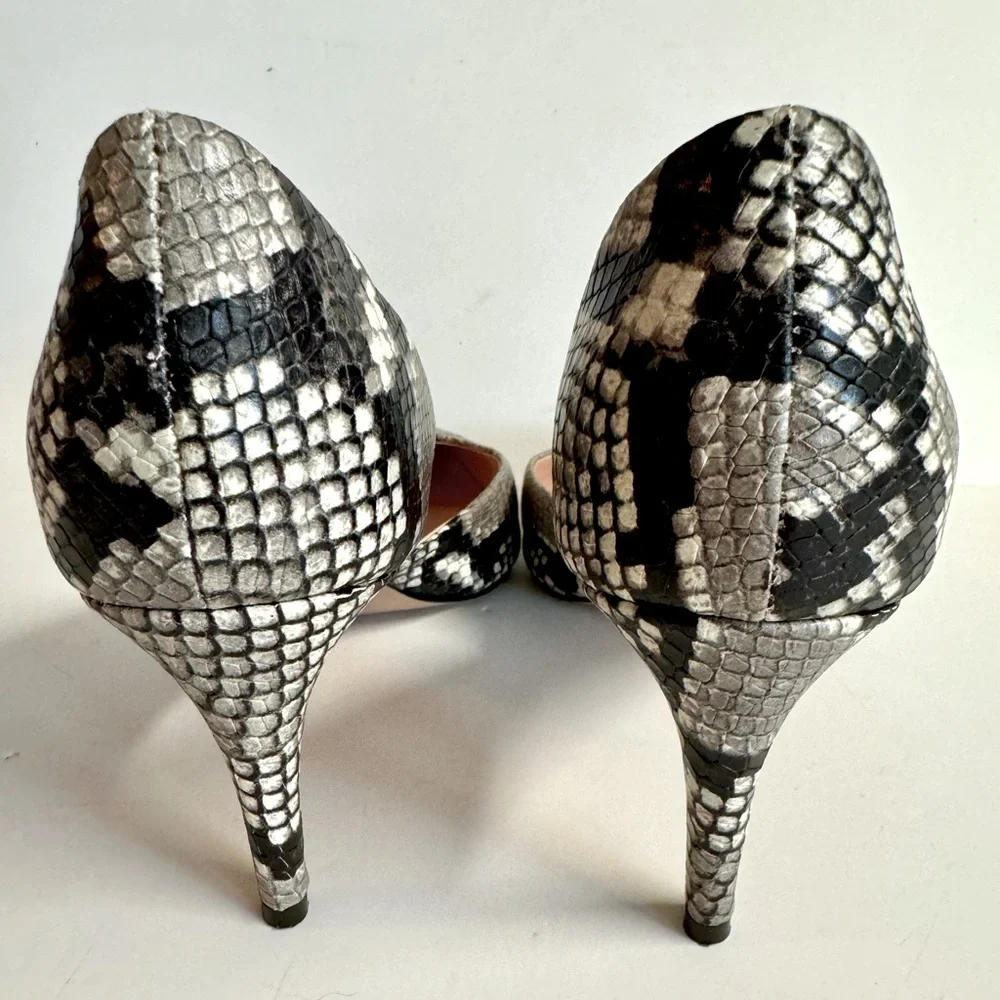 J Crew- Lucie Black and white snake embossed leather pump.Made in Italy.Size 10